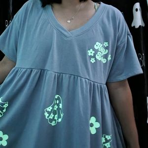 Hey Boo French Terry Babydoll Glow-In-The-Dark Dress (Sz. LARGE ONLY)